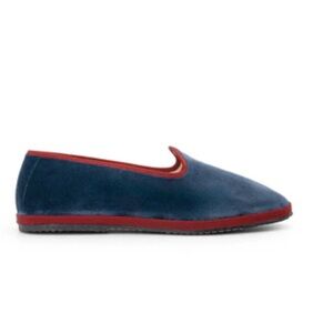 Aerin x Cayumas Women’s Velvet Smoking Slippers Blue Size 38 (US 7.5–8) NWOT